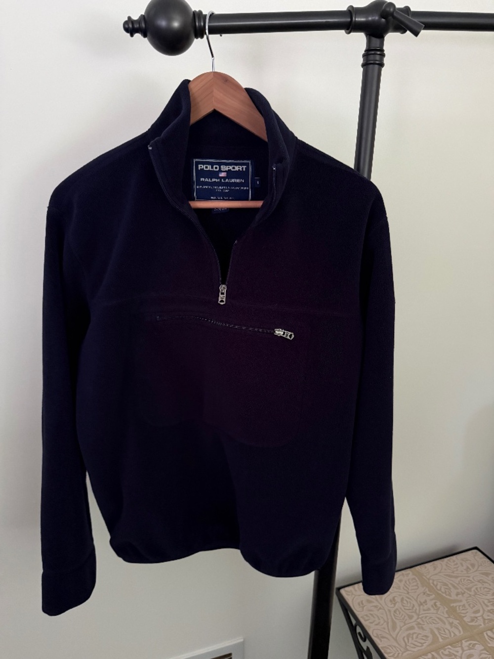 Vintage Polo Sport Ralph Lauren 1/4 Zip Fleece Pullover Navy Blue Small